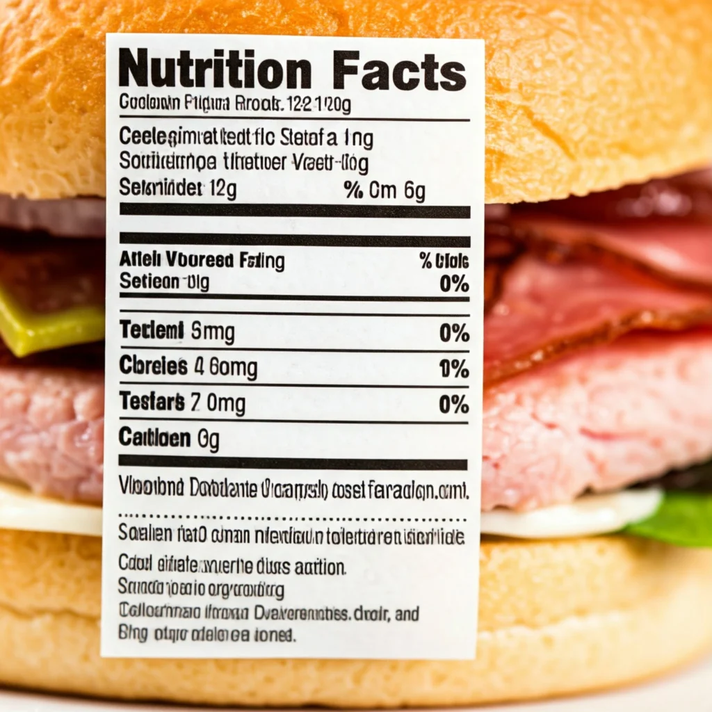 Close-up of the nutrition label on a Jimmy Dean Breakfast Sandwich box.