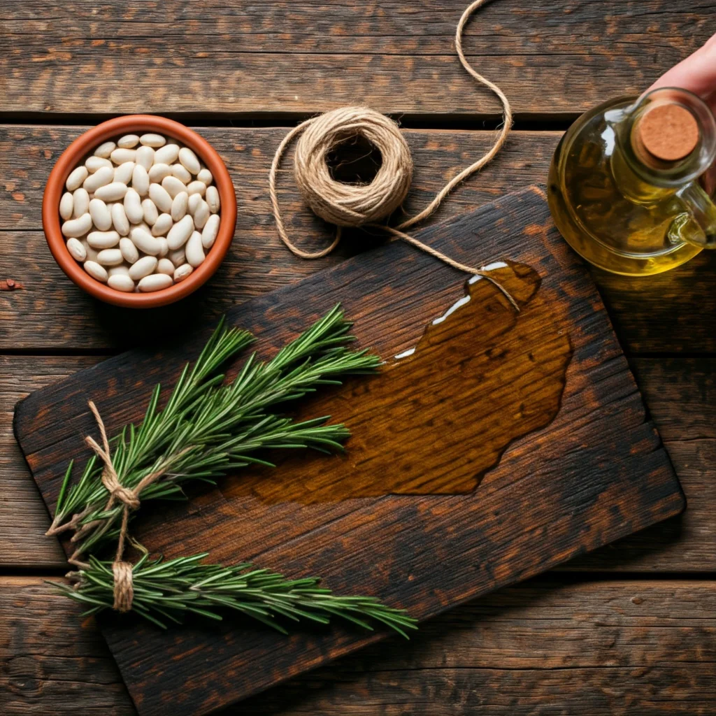 image showcasing the key ingredients, like cannellini beans, rosemary, and olive oil,