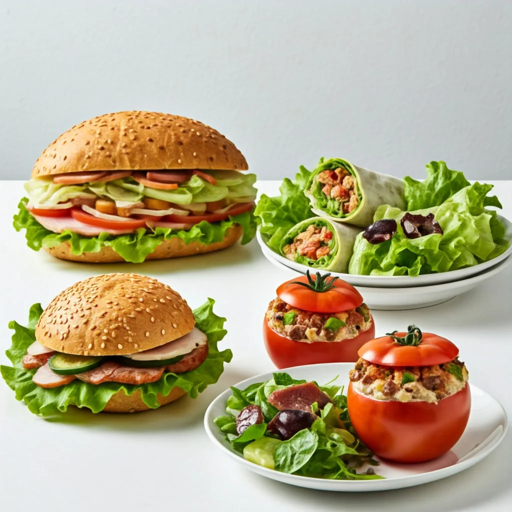 Four creative ways to serve cream cheese egg salad including sandwiches and lettuce wraps