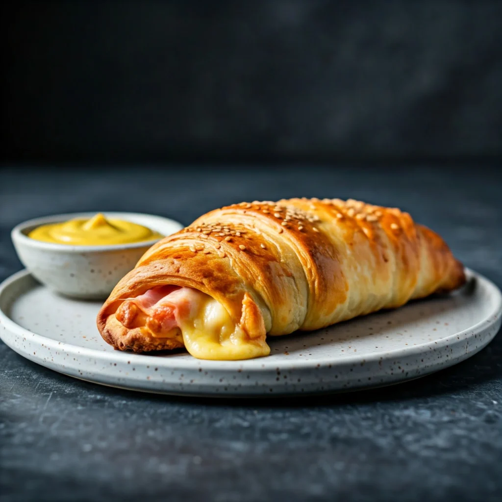 Ham and cheese crescent roll-ups with mustard dip