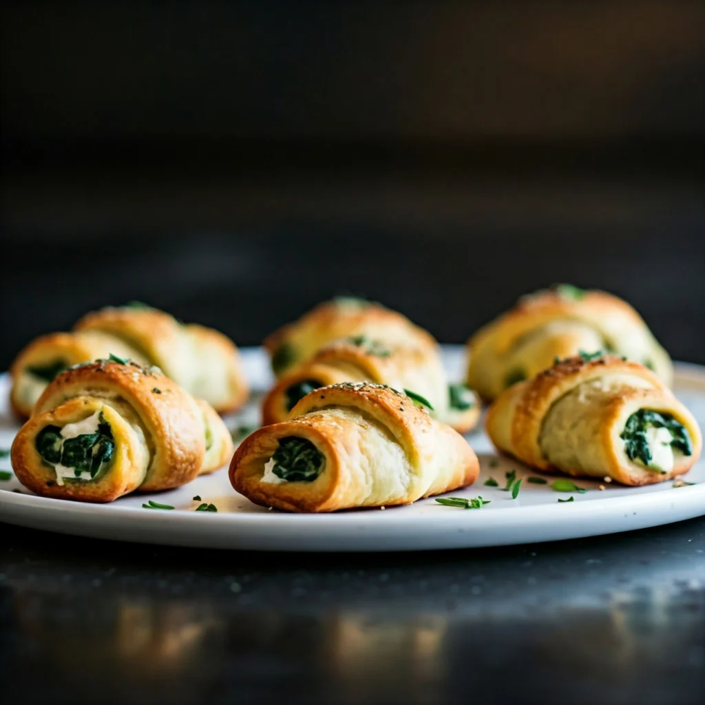 Spinach and feta crescent bites on a platter