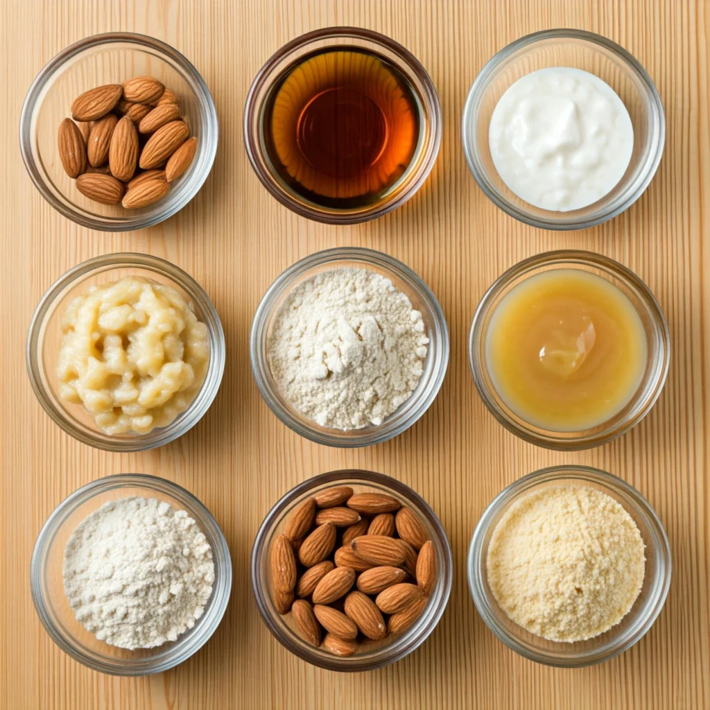 Healthy baking substitutes including natural sweeteners and alternative flours