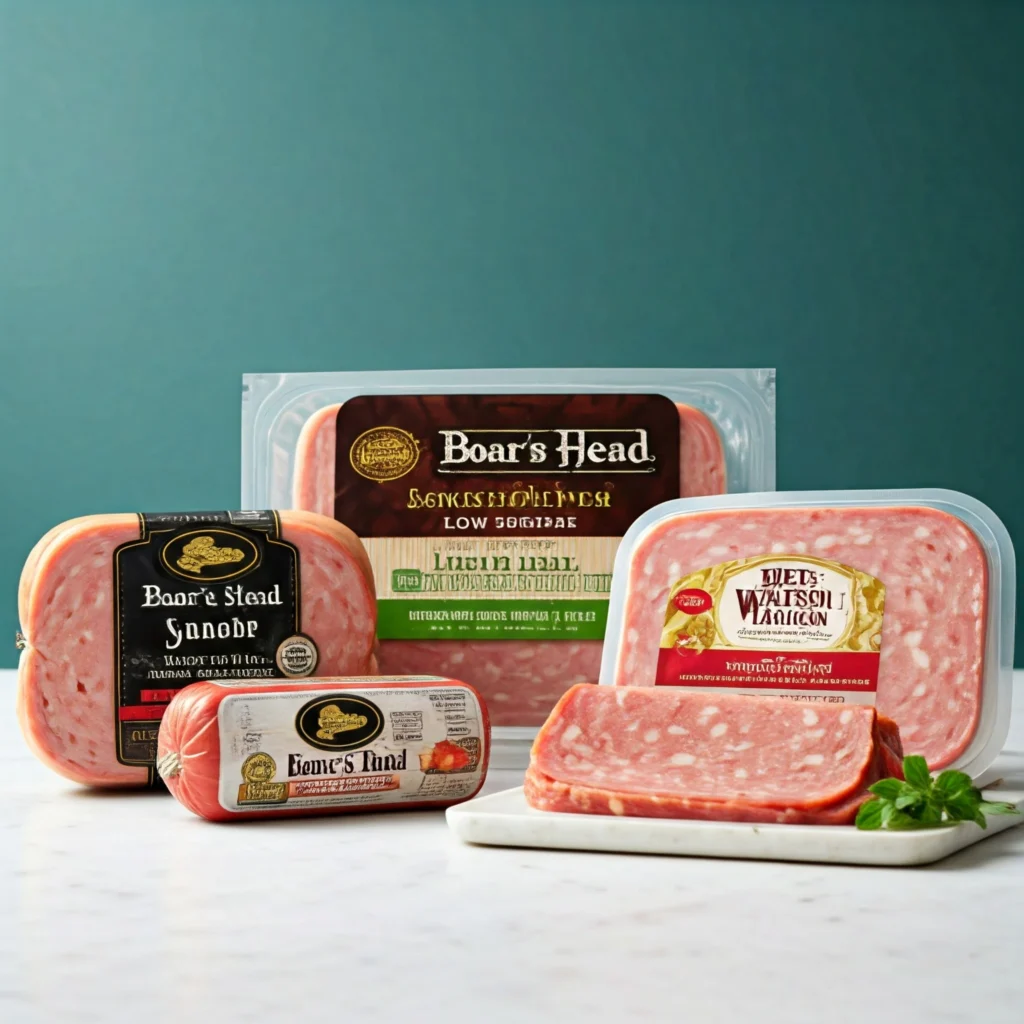 Collection of popular low-sodium lunch meat brands including Boar's Head, Applegate, and Dietz & Watson